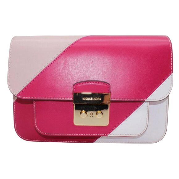 Michael Kors Mini SATCHEL Soft/Lacquer Pink Leather Shoulder Bag Purse Gold - Picture 1 of 13